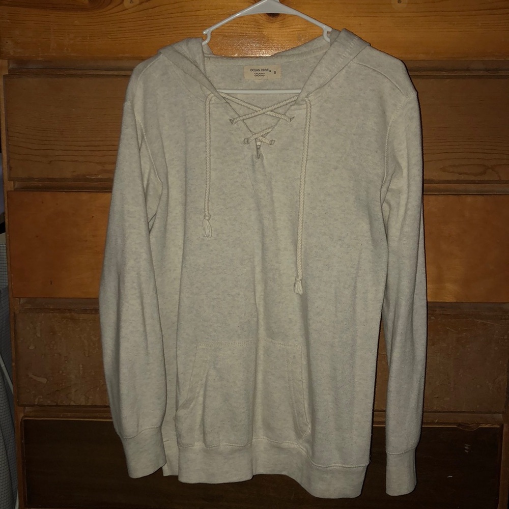 GREAT CONDITION Cream Lace-Up Hoodie